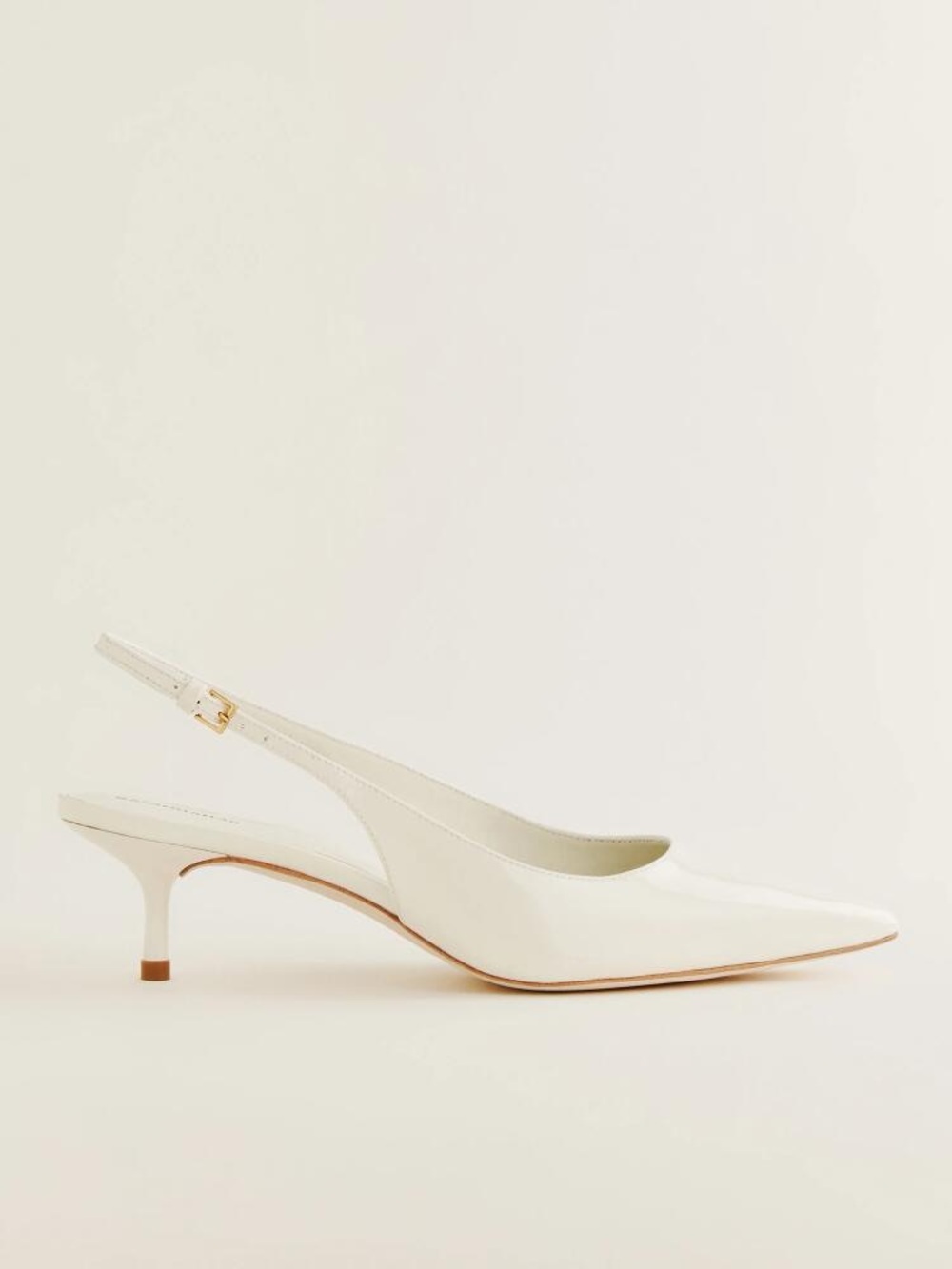 NEW Reformation Wrenley White Patent Slingback Kitten Heel - Size 8
